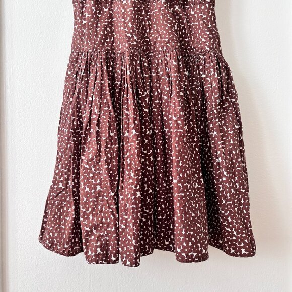 J. Crew Drop Waist Cotton Poplin Mini Dress in Mocha Floral - Picture 6 of 8